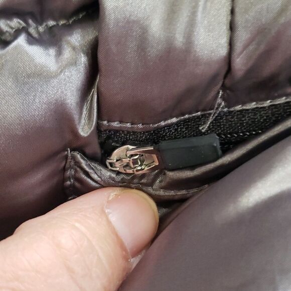 Andrew Marc Coat Women Packable Lightweight Down Puffer Hooded Jacket Gunmetal - Picture 8 of 9